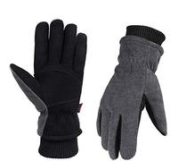 OZERO Winter Deerskin Thermal Gloves for Men and Women, Soft Suede Leather Palm, Polar Fleece Back, Water Resistant Cold Weather Gloves for Driving Cycling Dog Walking