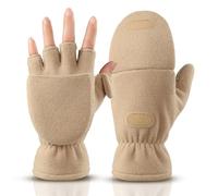 OZERO Winter Gloves Fingerless Convertible Mittens Thermal Polar Fleece Insulated Lining Windproof Warm for Men Women Cycling Running Driving Photographing