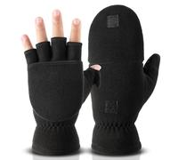 OZERO Winter Gloves Fingerless Convertible Mittens Thermal Polar Fleece Insulated Lining Windproof Warm for Men Women Cycling Running Driving Photographing