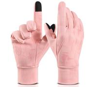 OZERO Women Winter Cycling Gloves: Touchscreen Gloves Windproof Waterproof Warm Running Gloves Anti-Slip Thermal Texting Gloves Xmas Gift for Lady Driving Motorcycle Riding Fishing Hiking (Pink, L)