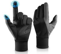 OZERO Women Winter Cycling Gloves: Touchscreen Gloves Windproof Waterproof Warm Running Gloves Anti-Slip Thermal Texting Gloves for Lady Driving Motorcycle Riding Fishing Hiking (Black-gray, L)