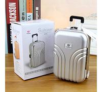 Ozgkee Suitcase Piggy Bank Cute Mini Trolley Luggage Money Box Desktop Decoration (Silver)