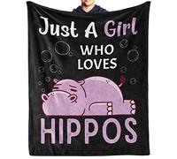 Ozhoubbddan Personalized Hippo Blanket Gift with Name Text, 50"x60" Hippo Throw Soft Flannel Blanket, Warm Lightweight Cozy Hippo Gifts for Bed Couch-Style-2