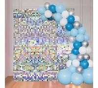 Ozikutech 24 Pcs Iridescent Silver Shimmer Wall Backdrop Panels for Party