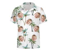 Ozinna Custom 2-16 Years Kids Hawaiian Shirt with Face,Personalized Photo Button Down Shirt for Boys Girls, Aloha Short Sleeve