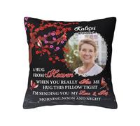 Ozinna Custom A Hug From Heaven Memory Pillow Cushion Cover,Personalized Photo Memory Pillow Pillow Cushion Cover Pillowcase,Sympathy Gifts for Loss Of Loved One Bereavement Remembrance Gifts