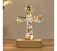 Ozinna Custom Photo Cross Gift for Mom Dad Acrylic Lamp Personalized Picture Night Lamp Multi Color Desk Decor Gifts for Women Men Girls Birthday Anniversar