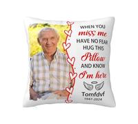 Ozinna Custom When You Miss Me Memory Pillow Cushion Cover,Personalized Photo Memory Pillow Cushion Cover Pillowcase,Sympathy Gifts for Loss Of Loved One Bereavement Remembrance Gifts