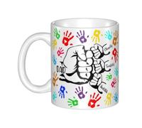 Ozinna Personalised Handprint Fist Bump Mug for Dad,Custom Coffee Mug with Kids Name,Dad Coffee Cup,Father's Day Birthday Gift for Daddy Papa Grandpa from Son Daughter