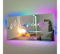 Ozinna Personalised Name Mirror With Lights - Custom Text LED 16 Color Changing Light Up Night Light, Neon Signs for Christmas Home Wall Decor, Living Room, Bedroom - Multicolor
