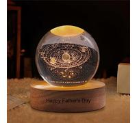 Ozinna Personalized 3D Carved Solar System Crystal Ball Lamp, Custom Names K9 Crystal Ball Night Light with Wooden Base, Fathers Day Memorial Birthday Gifts for Dad Husband from Wife Son Daughter