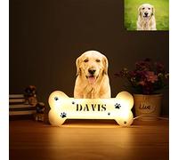 Ozinna Personalized Dog Paw Night Lights Custom Photo Dog Lamp Acrylic Board Nightlight Decor Pet Memorial Gifts for Pet Dog Lover (3D White)