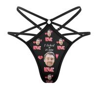 Ozinna Personalized Face Women G-String Thongs Custom T-back Tanga Panty Underwear Valentines Day Gifts for Her Wife Girlfriend