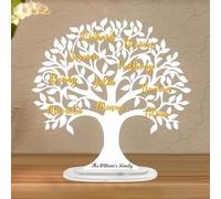 Ozinna Personalized Family Tree Freestanding Sign, Custom 1-15 Names Acrylic Family Tree of Life Plaque Art Home Decor, Birthday Mothers Day Fathers Day for Mom Grandma Dad Grandpa