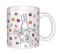 Ozinna Personalized Holding Nana's Mom's Hand Birth Month Flowers Mug with Custom Kids Name,Mothers Day Gifts for Mom from Daughter Son,Coffee Mug Gifts for Wife Mama Grandma Nana