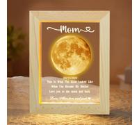 Ozinna Personalized Mom Gift Moon Phase Led Light Up Night Light Signs,This is What The Moon Looked Like,Custom Lunar Art Frame with Text Lamp,Mothers Day Birthday Gift for Mom Grandma