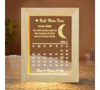 Ozinna Personalized Moon Phase Picture Frame for Mom, Custom Wood Lunar Print Art Frame with This Is What The Moon Looked Like Birthday Mother's Day Wedding Gifts for Mom Grandma Mama (Style 8)
