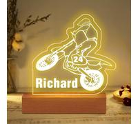 Ozinna Personalized Motorcycle Night Light,Custom Motorbike Rider Name LED Desk Table Lamp,Christmas Birthday Gifts for Men Teens Kids Bedroom Decor
