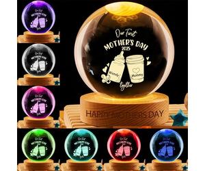 Ozinna Personalized Our First Mothers Day Crystal Ball Night Light, Custom Names Crystal Ball Led Lamp Globe Light, Mothers Day Birthday Keepsake Gifts for Mom Grandma (Style 33)