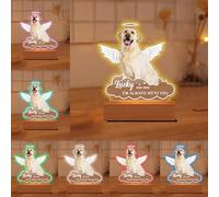 Ozinna Personalized Pet Memorial Night Light Custom Name Photo in Loving Memory Picture Frame Acrylic Lamp Pet Sympathy Gifts Bereavement Gifts Memorial Gifts for Loss of Dog Cat (Style-7)