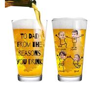 Ozinna Personalized to Dad from The Reasons You Drink Beer Glass,Custom Drinking Glass Unique Barware Gifts for Men Dad Husband Papa Grandpa,Father's Day Birthday Gift from Daughter Son Kids Wife