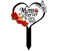 OZIO Memorial Grave Markers Heart Memorial Plaque Stake Sympathy Grave Markers Cemetery Cardinals Garden Stake Memorial Metal Grave Stake Decoration for Mom Dad Cemetery Outdoors Yard Garden(Mom-B)
