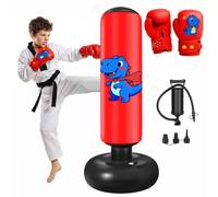 Oziral Inflatable Punching Bag for Kids 165cm - Freestanding Punching Bag for Children with Blue Dinosaur, Boxing Gloves & Pump - Standing Punching Bag for Boys & Girls 6-12 Years