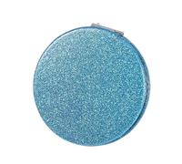 OZLCUA 2pc Portable Glitter Round Makeup Mirror Hand Pocket Folding Cosmetic Mirror Double Face Make Up Mirror(Blue)