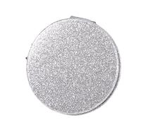 OZLCUA 2pc Portable Glitter Round Makeup Mirror Hand Pocket Folding Cosmetic Mirror Double Face Make Up Mirror(Silver)