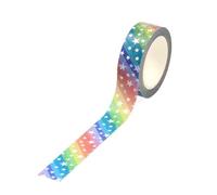 OZLCUA 3PC 10M Deco Silver Foil Rainbow Stars Washi Tape For Planner Scrapbooking Adhesive Stickers Masking