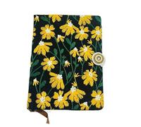 OZLCUA A6 Embroidery Flower Notebook 200 Pages Portable Handbook With Button Diary Simple(Color3)