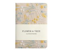 OZLCUA A6 Embroidery Flower Notebook Linen Cotton Handbook Super Thick Diary Half Blank Inner Page(White)