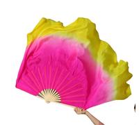 OZLCUA Belly Dance Fan Big Dance Fan Veil Real Silk One Pair Bellydance Costume Accessory Flowy Gradient Dancer Props(Clear,2pcs Right Hand)