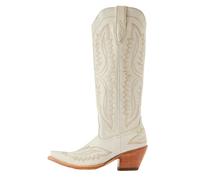 OZLCUA Cowboy Boots For Women Knee High Med Calf Vintage Western Cowgirl Boots Women Heeled Casual Shoes Block Heel(White,42)
