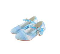 OZLCUA Girls Design High Heels Party Shoes Birthday Gift Rainbow Sandals Leather Crystal Shoe(Blue,27)
