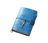 OZLCUA Journal Vintage Flower Cover Handmade Notebook DIY Travel Diary Office A5 Blank Line Paper Book(Blue passport)
