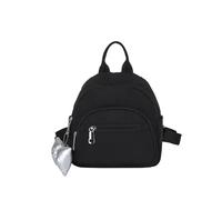 OZLCUA Oxford Solid Zipper Fashion Backpacks Mini Portable Women's Bags Sewing Temperament Student(Black)