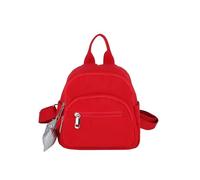 OZLCUA Oxford Solid Zipper Fashion Backpacks Mini Portable Women's Bags Sewing Temperament Student(Red)