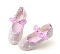OZLCUA Princess Shoes For Girls Sandals Flower Casual Glitter High Heel Butterfly Knot Party Cristmas Teenger(PURPLE,33)