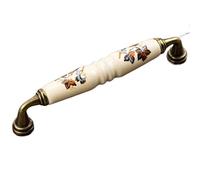 OZLCUA Retro Door Handle 2PCS Vintage Rural Ceramic Drawer Cupboard Door Handles Green/Red Leaves Cabinet Pulls Dresser Kitchen(2pcs Red-128)