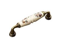 OZLCUA Retro Door Handle 2PCS Vintage Rural Ceramic Drawer Cupboard Door Handles Green/Red Leaves Cabinet Pulls Dresser Kitchen(2pcs Red-96)