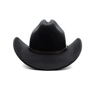 OZLCUA Vintage Cowboy Hat For Men's Gentleman Lady Jazz Cowgirl With Leather Wide Brim Cloche Church Sombrero Hombre Caps(Black 01)