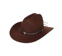 OZLCUA Vintage Cowboy Hat For Men's Gentleman Lady Jazz Cowgirl With Leather Wide Brim Cloche Church Sombrero Hombre Caps(Brown 02)