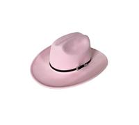 OZLCUA Vintage Cowboy Hat For Men's Gentleman Lady Jazz Cowgirl With Leather Wide Brim Cloche Church Sombrero Hombre Caps(Pink)