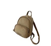 OZLCUA Zipper Minimalist Mini Versatile Retro Backpack for Women Edition Leisure Commuter School Bags(Khaki)