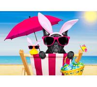 OZLHSP xmas jigsaws 500 piece French Bulldog Rabbit Eggs 52x38cm