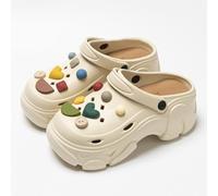 OZLMBERN Eva Thick Soled Perforated Shoes for External Wear Height Increasing Beach Toe Caps Women's Sandals