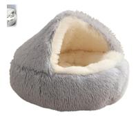 OZLMBERN Plush Warm Semi Enclosed Windproof Shell Cat Nest Winter Warm Pet Nest Small and Medium-sized Dog Cat Nest(C,60CM)