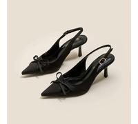 OZLMBERN Sandals with French Bow Toe Shallow Mouth and Empty Back Women's Pointed Toe Slim Heel High Heels Single Shoes