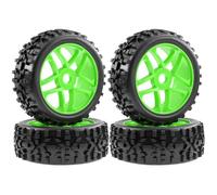 OZLZHJ 4pcs 115mm 1/8 RC Off-Road Buggy Car Wheel Tire Tyre 17mm Hex For ARRMA Typhon Talion TRAXXAS HSP Redcat Losi HPI Kyosho RC Car(Green)